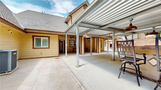 919 Venus Way, Crestline, CA 92325 - view of patio with ceiling fan, central AC unit, and a pergola