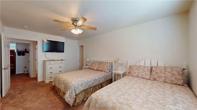 919 Venus Way, Crestline, CA 92325 - bedroom featuring light carpet and ceiling fan