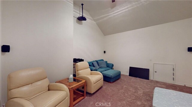 919 Venus Way, Crestline, CA 92325 - cinema featuring lofted ceiling and carpet flooring
