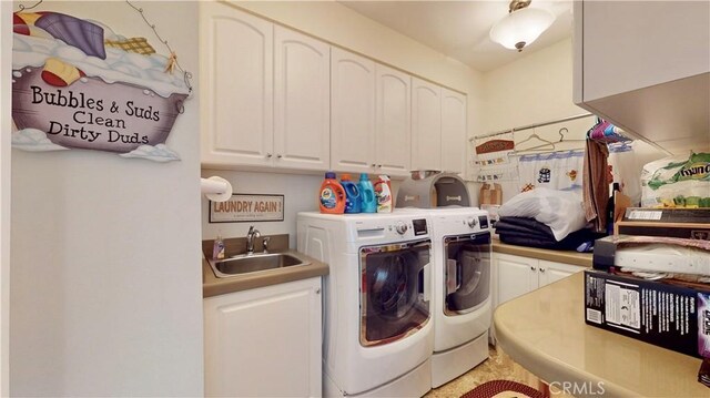 919 Venus Way, Crestline, CA 92325 - laundry room with cabinet space, independent washer and dryer, and a sink