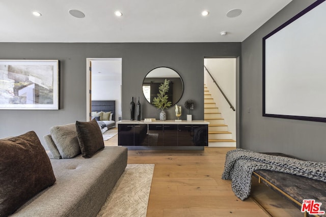 interior space with light hardwood / wood-style flooring