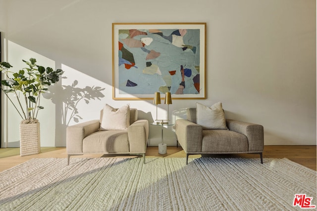 sitting room featuring light hardwood / wood-style flooring