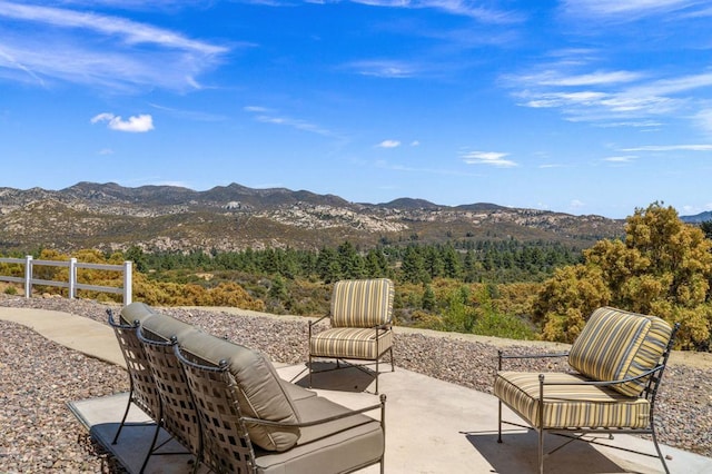 view of patio featuring a mountain view