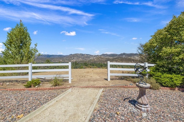 view of yard with a mountain view