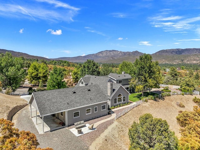 aerial view with a mountain view