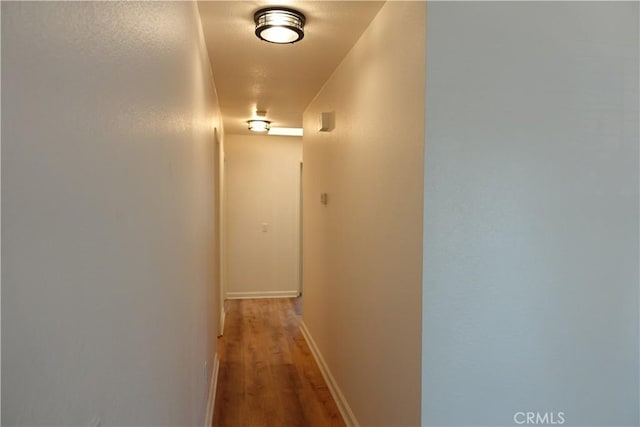 hallway with hardwood / wood-style flooring