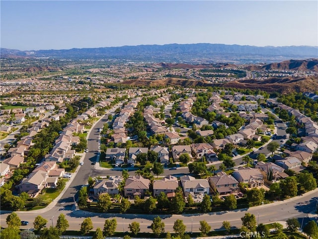 aerial view with a residential view and a mountain view