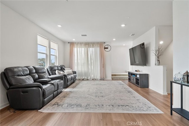 2961 W Lincoln Ave Unit 1, Anaheim, CA 92801 - living area with visible vents, baseboards, wood finished floors, and recessed lighting