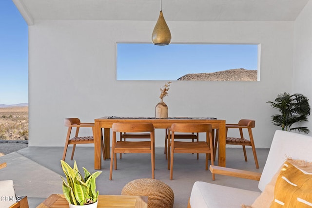 view of carpeted dining area