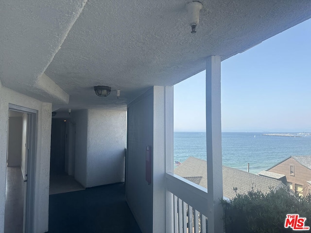 hallway with a water view