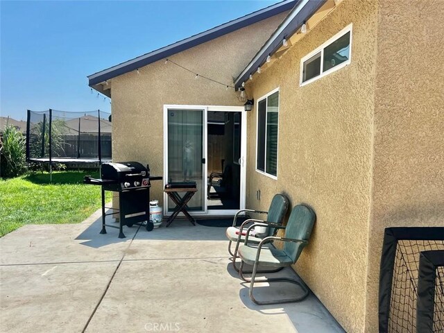 view of patio / terrace featuring a trampoline and grilling area