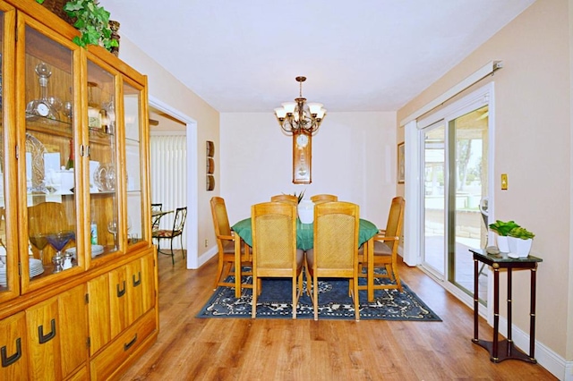 dining room featuring a chandelier and hardwood / wood-style flooring