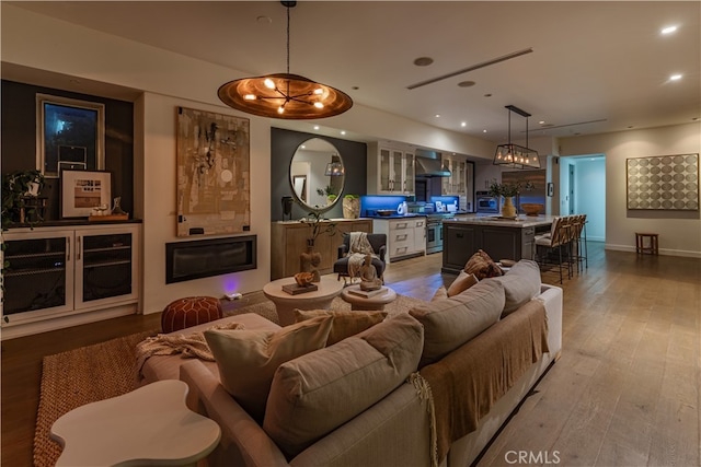 living room with light wood-type flooring