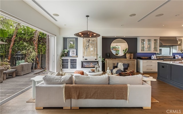 living room featuring light hardwood / wood-style flooring