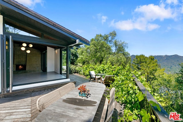 deck featuring a mountain view