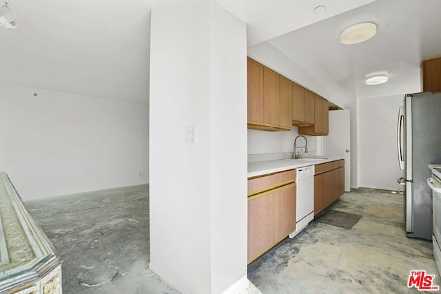 kitchen with white appliances and sink