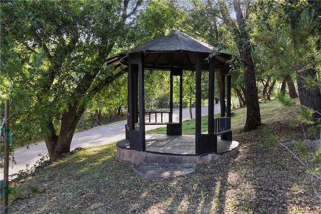 view of yard with a gazebo