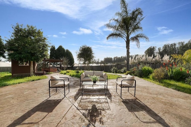 view of patio featuring outdoor lounge area