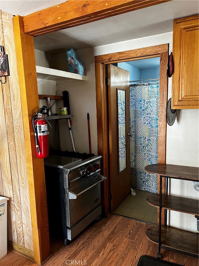 kitchen featuring dark hardwood / wood-style floors