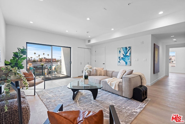 living room featuring light hardwood / wood-style flooring