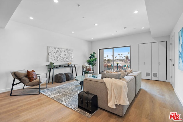 living room featuring light hardwood / wood-style floors