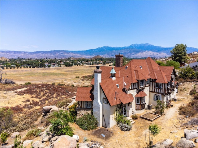 drone / aerial view with a mountain view