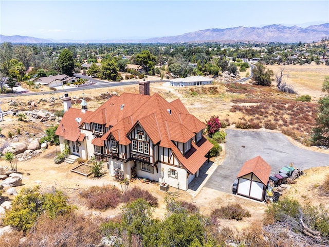 aerial view with a mountain view