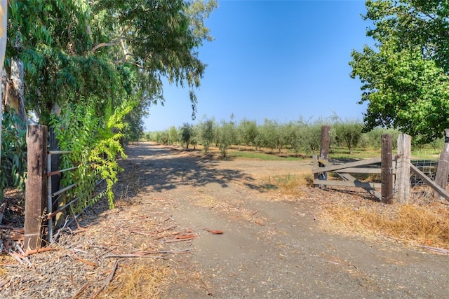 view of road with a rural view