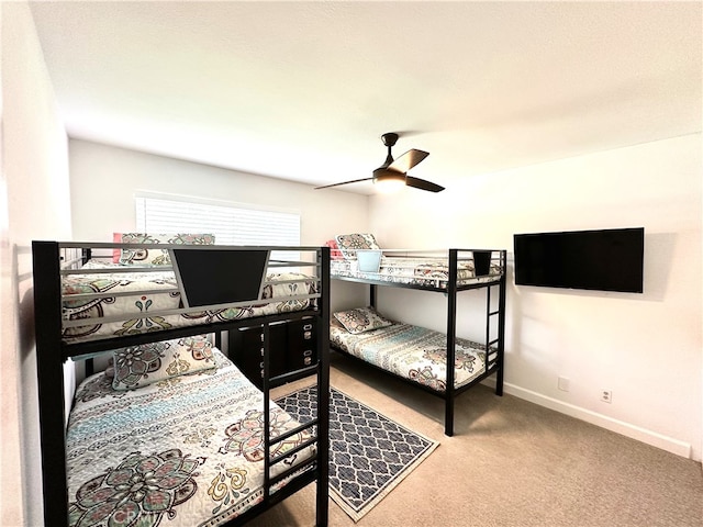 bedroom featuring carpet and ceiling fan