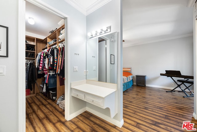 walk in closet featuring dark hardwood / wood-style floors