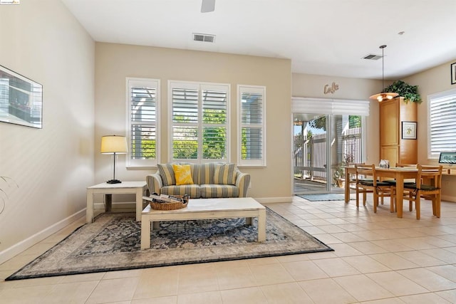 view of tiled living room