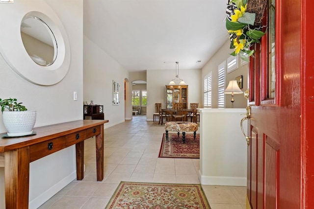 entryway featuring light tile patterned flooring