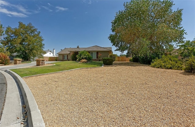 ranch-style house featuring a front lawn