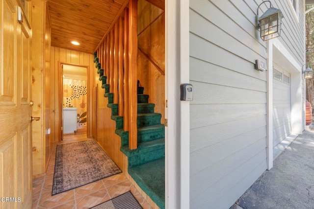 property entrance with a garage