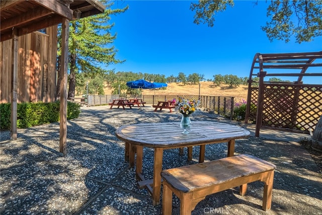 view of patio / terrace featuring a pergola