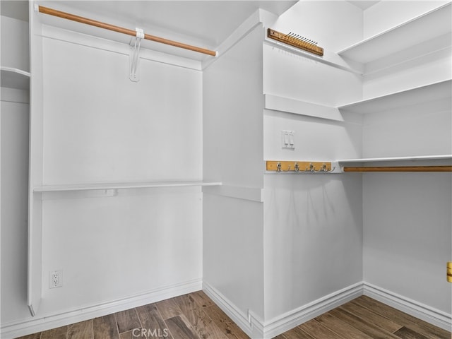 walk in closet with hardwood / wood-style flooring