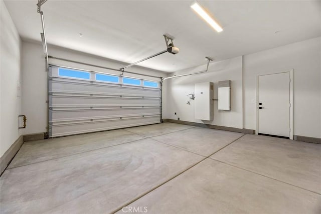 garage with a garage door opener