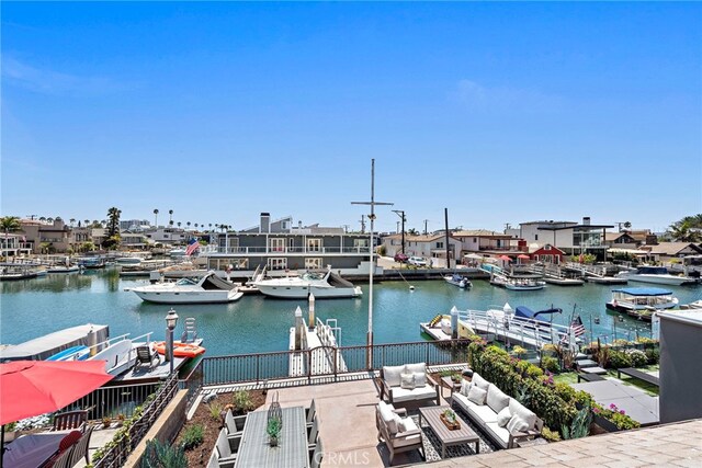 view of dock featuring a water view