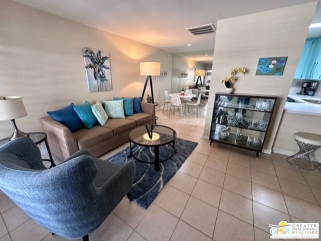 view of tiled living room