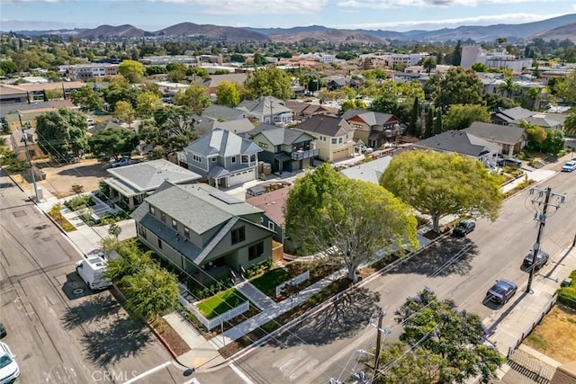 bird's eye view with a mountain view