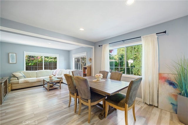 dining room featuring light hardwood / wood-style flooring