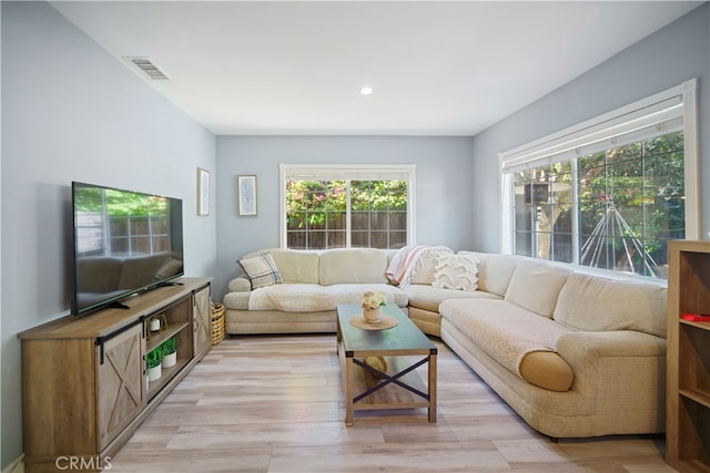 living room featuring light hardwood / wood-style flooring