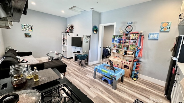 living room with light wood-type flooring