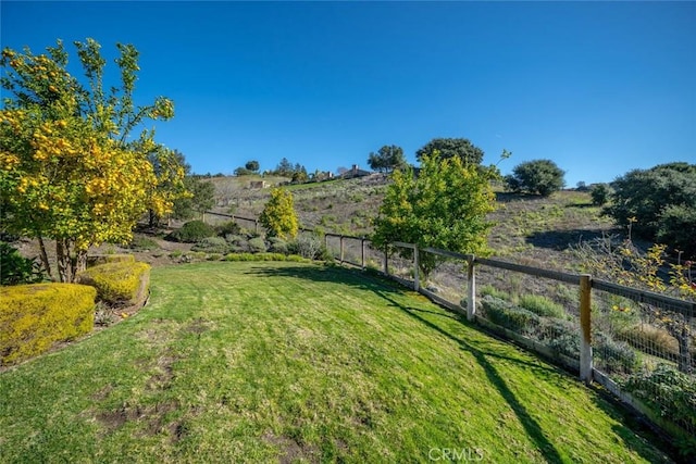 view of yard with a rural view