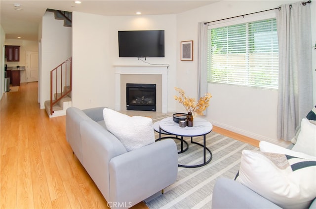 living room featuring light hardwood / wood-style flooring