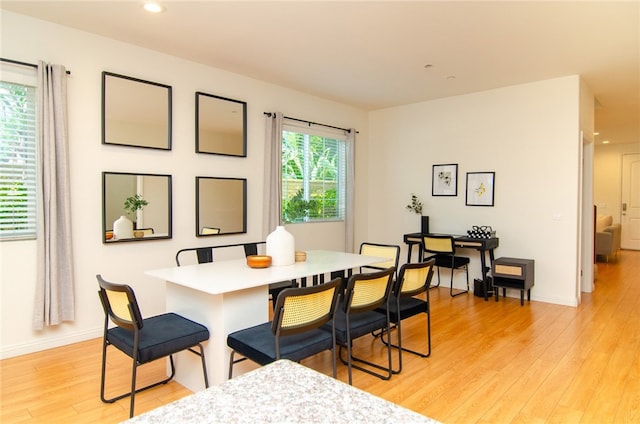 dining area with light hardwood / wood-style flooring