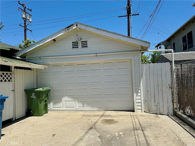 view of garage