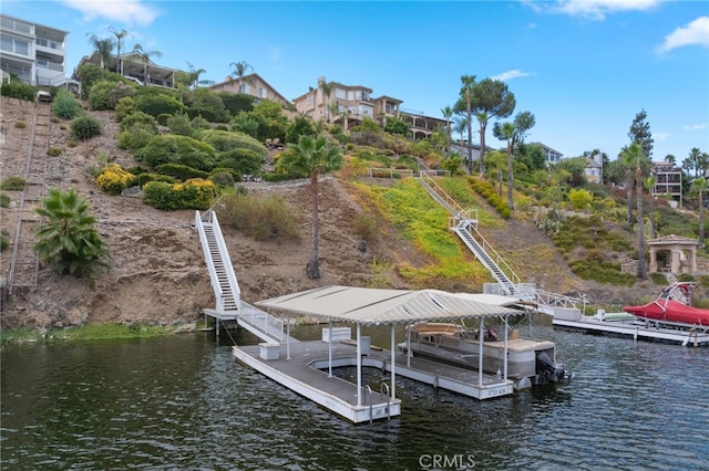 view of dock featuring a water view