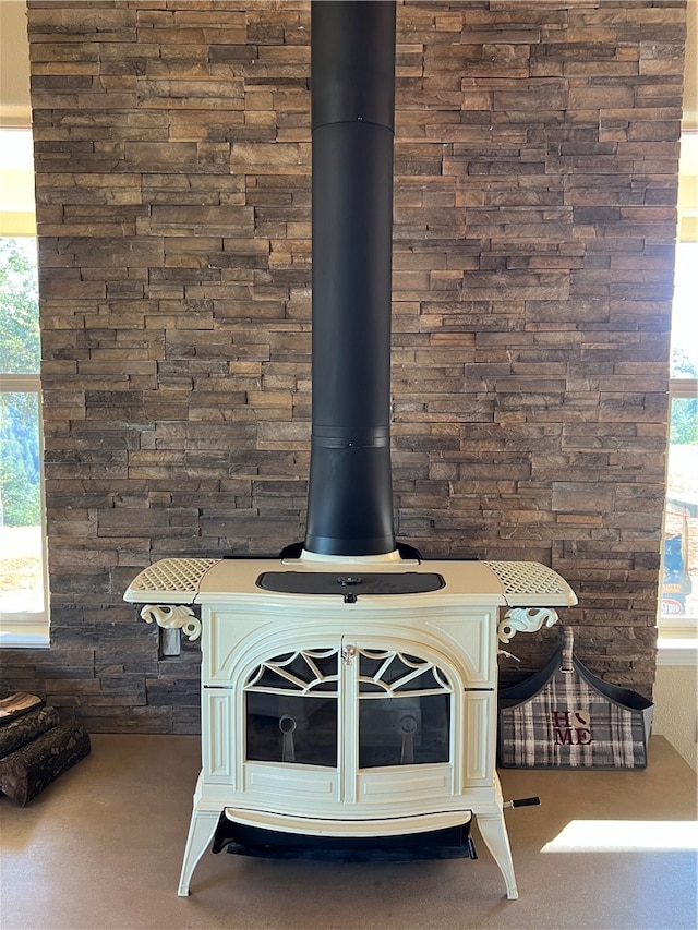 details with a wood stove