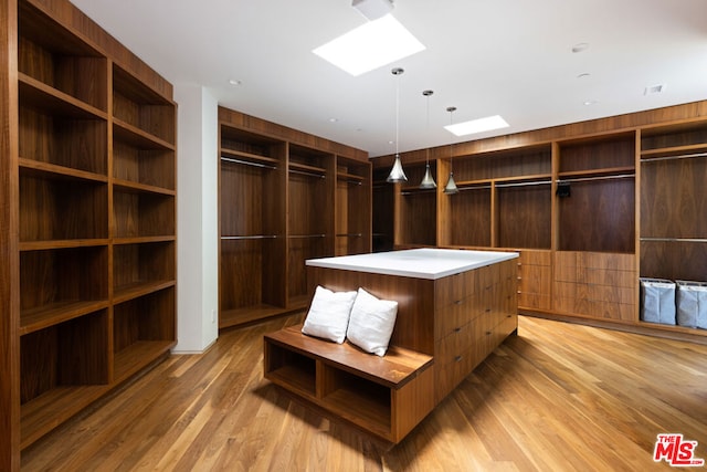 spacious closet with light hardwood / wood-style floors